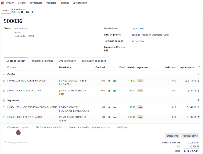 Pedido de venta Pedido de venta